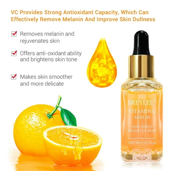 BREYLEE Vitamin C Facial Serum Moisturizing Face Serum Anti Aging Serum for Skin Care Brightening Skin with Hyaluronic Acid, VE, Retinol, Nicotinamide 0.6 fl oz