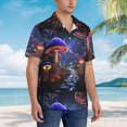 thumbnail image 2 of KLL Men's Hawaiian Shirt Short Sleeve Button Down Beach Shirts-Jungle Path Glowing Mushrooms, 2 of 5