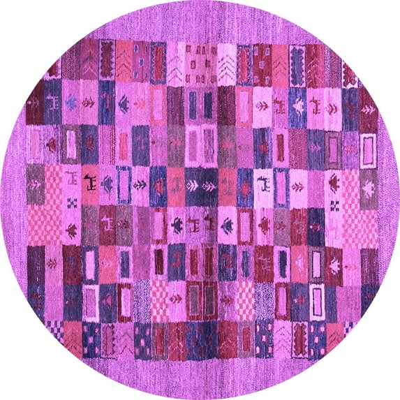 Ahgly Company Indoor Round Abstract Purple Contemporary Area Rugs, 6' Round