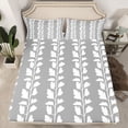 thumbnail image 2 of jejeloiu Vintage Leaves Pattern Twin Sheet Sets,White Gray Bedding For Kids 3pcs, 2 of 7