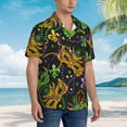 thumbnail image 5 of Easygdp Mardi Gras Surface Men's Hawaiian Shirts Print Lapel Short Sleeve for Beach, vacation, party, casual occasions - X-Large, 5 of 9