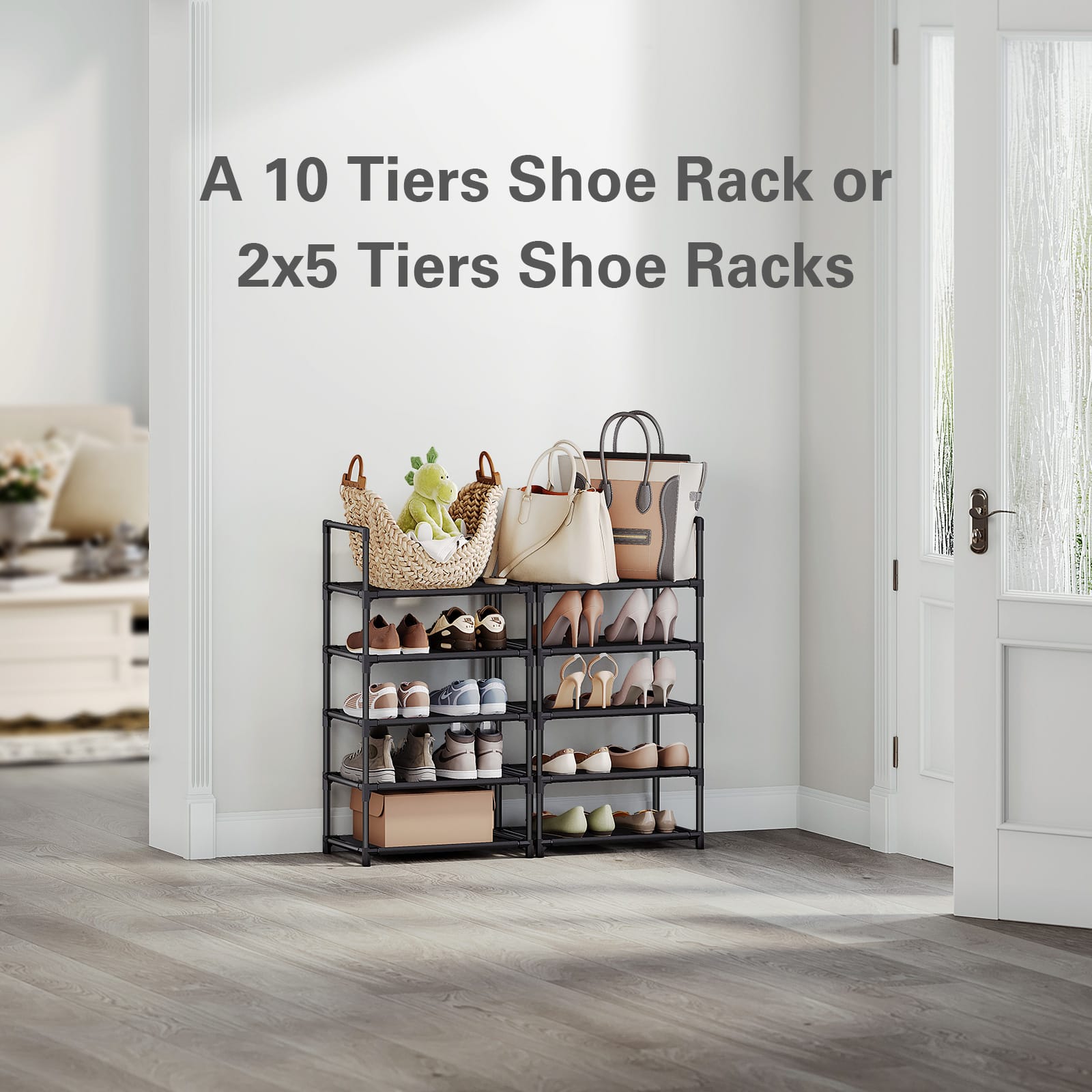 Bug Hull 10-Tier Narrow Shoe Rack, Black photo 7