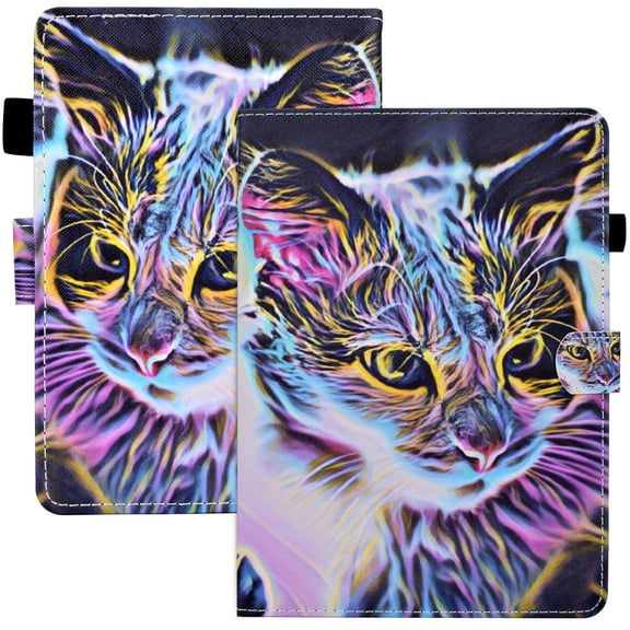 Flip Case for 2021 All-New Kindle Paperwhite E-reader (6.8 Inch, 11th generation) - Folio Magnetic Cute Cover with Card Holders, Slim Lightweight PU Leather/Silicone Composite Case (Colorful Cat)
