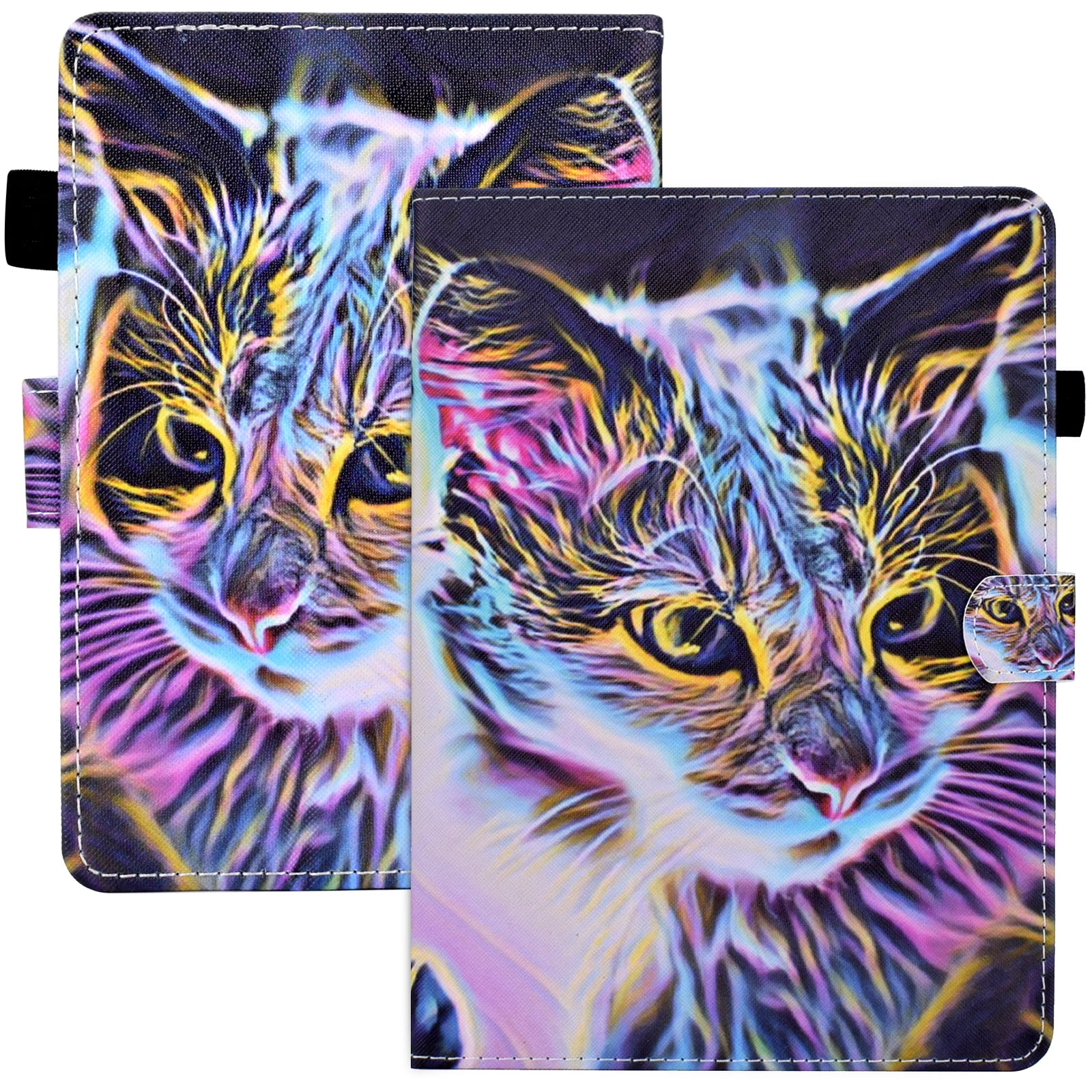 Flip Case for 2021 All-New Kindle Paperwhite E-reader (6.8 Inch, 11th generation) - Folio Magnetic Cute Cover with Card Holders, Slim Lightweight PU Leather/Silicone Composite Case (Colorful Cat)
