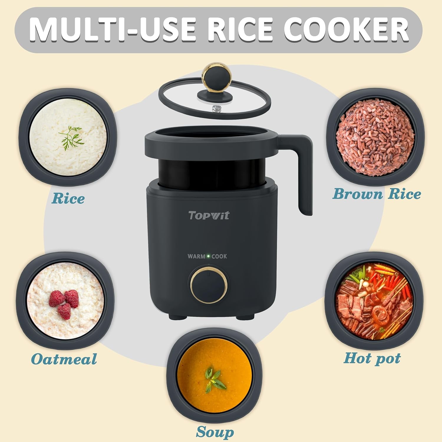 Electric Hot Pot & 1.2L Small Rice Cooker Multi-Function Kitchen Appliance for Home Cooking