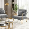 thumbnail image 5 of Yaheetech Oversized Velvet Accent Armchair with Gold Metal Frame, Light Gray, 5 of 7