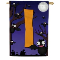 America Forever Monogram Halloween Bat House Flag 28 x 40 inches Letter I Double Sided Large Flags for Outside, Holiday Party Yard Outdoor Halloween Horror Nights Flag