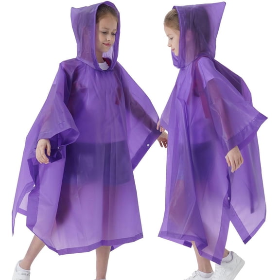 Rain Poncho for Kids(2 Pack) Waterproof Reusable EVA Raincoat One Size Rain Jackets for Children,Boys and Girls