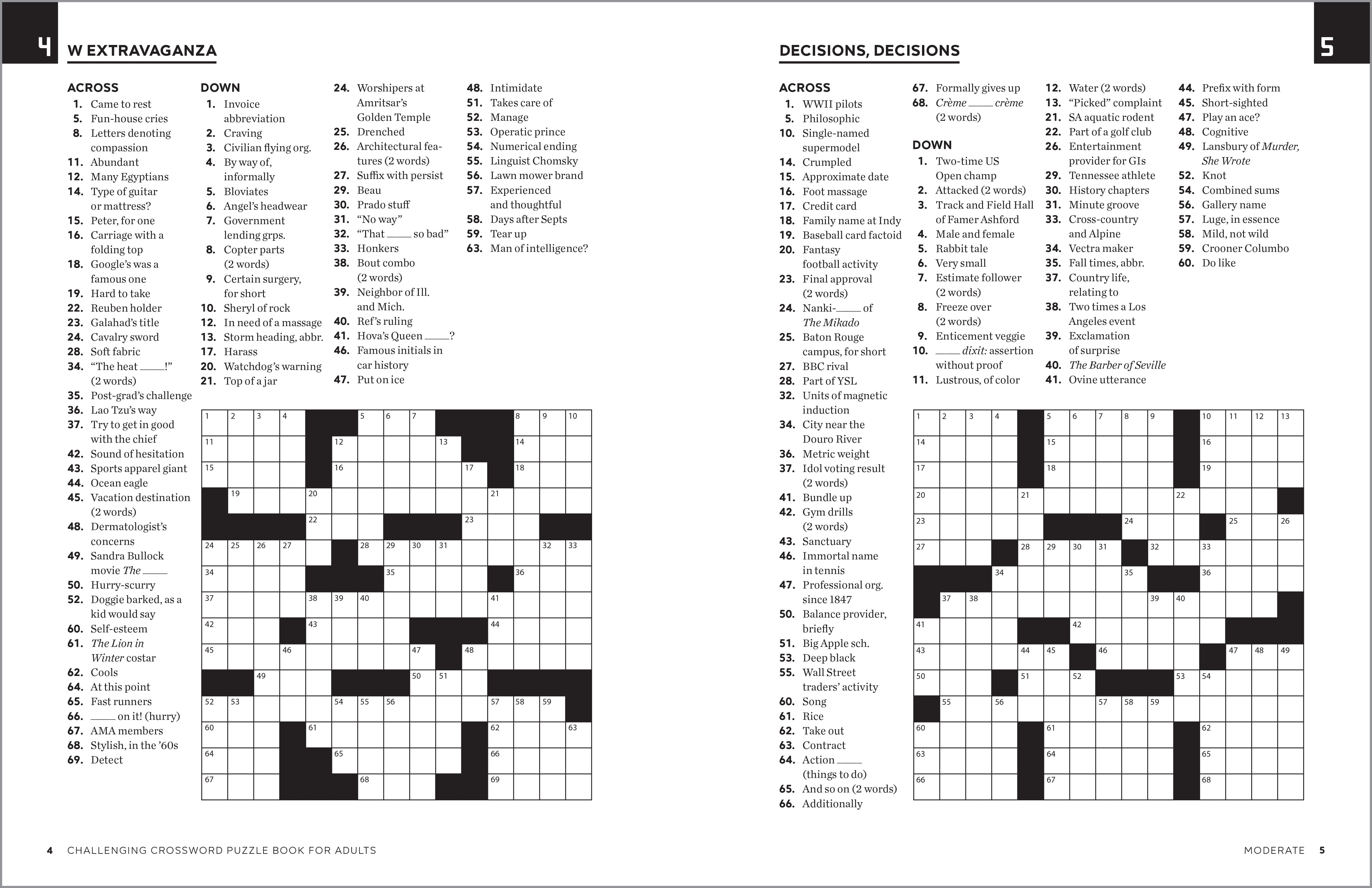 New Challenging Crossword Puzzle Book For Adults With Solution: Awesome  Crossword Puzzle Book For Puzzle Lovers Adults, Seniors, Men And Women With
