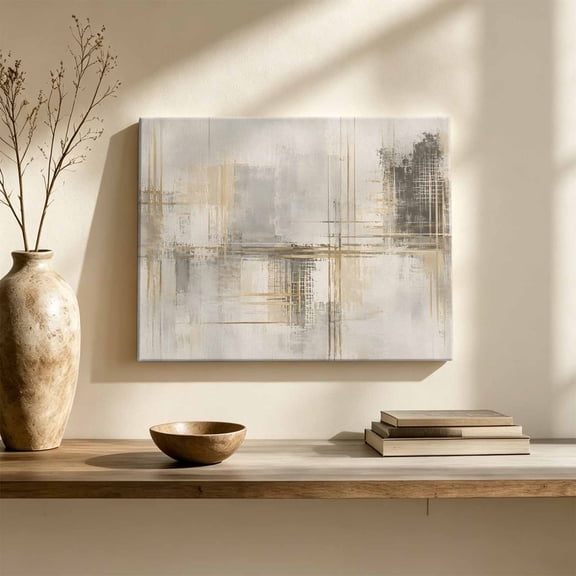 Abstract Canvas Wall Art, Industrial Gold Black Scratches Textured Blocks Wall Art Prints Artwork Framed Canvas Ready to Hang Art Pictures for Large Dining Living Room Hallway 36" x 24"