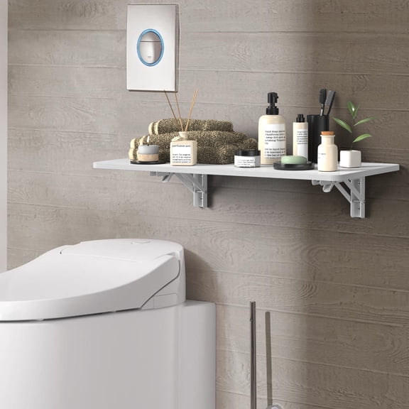 White 60x30CM Foldable Wall-Mounted Shelf Rectangular Storage Rack for Bathroom Kitchen Living Room