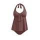 thumbnail image 5 of Tankini para mujer, color sólido con relleno en el pecho, tankini conservador, sin acero, sin espalda, cuello colgante, traje de baño, pantalones de baño divididos, traje de baño de dos piezas para mu, 5 of 8