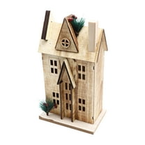 Toyvian 1Pc Nordic Style House Decorations Wooden Christmas House for Indoor Use Brown