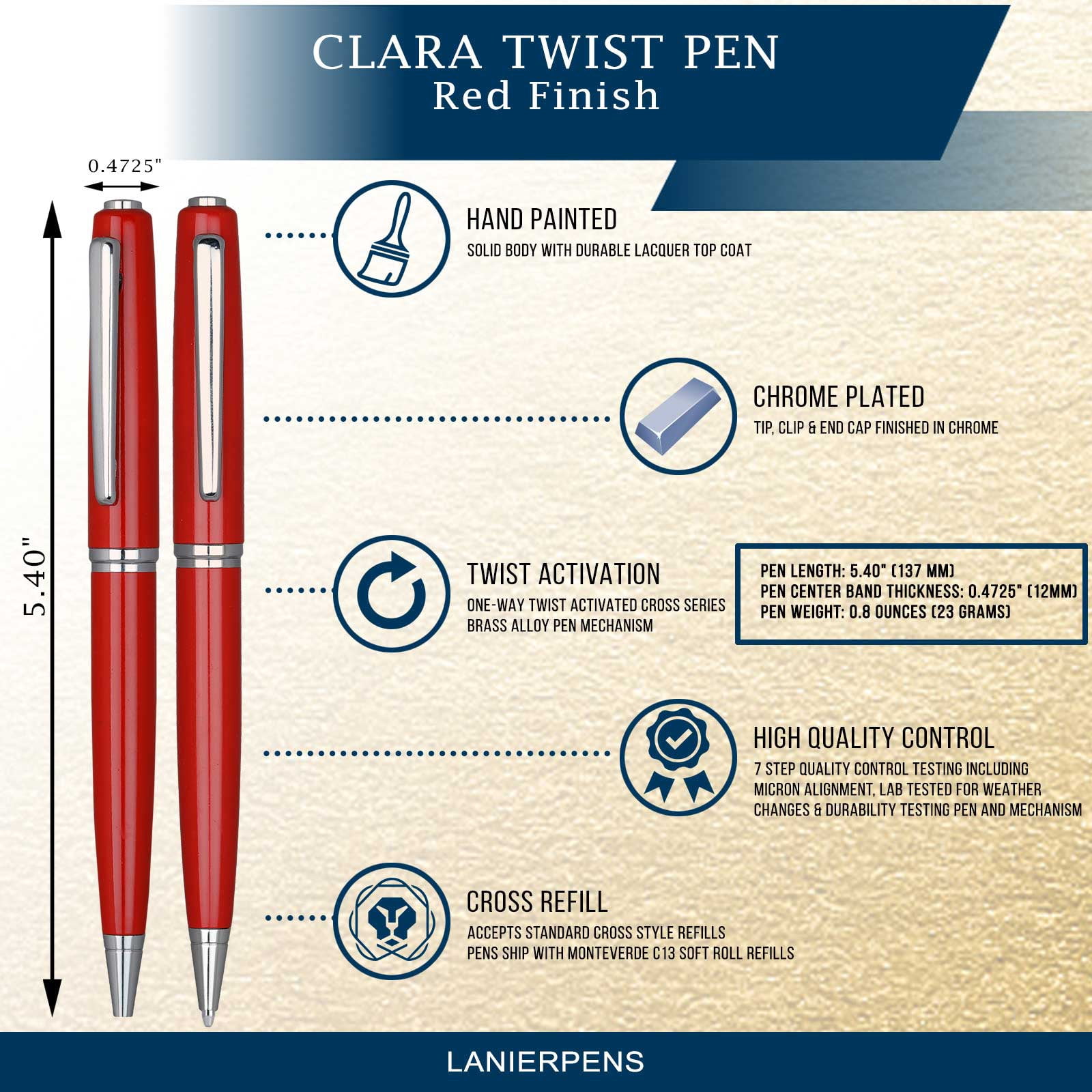 Clara Ball Pen - Red with Single Gift Box Maple