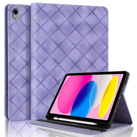 Dteck Case for Apple iPad 11th Gen 2025 / iPad 10th Gen 10.9" 2022, PU Leather Slim Folio Cover with Card Slots, Soft TPU Back Cover, 2-Angle Viewing Stand,Purple