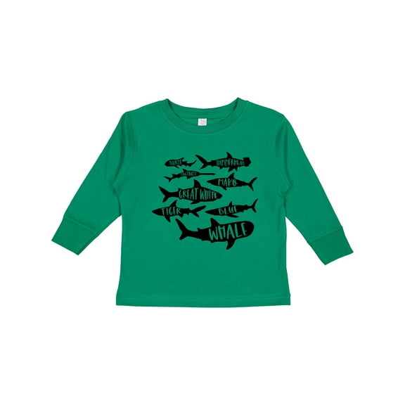 Inktastic Types of Sharks Boys or Girls Long Sleeve Toddler T-Shirt