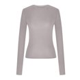 thumbnail image 2 of Scyoekwg Long Sleeve Shirts for Women, Basic Tops for Women Solid Color Round Neck Y2K Crop Tops Fall Clothes Lightweight Slim Going Out Tops (Gray,XS), 2 of 5