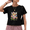 1-Black, variant on Women's Blue Botanical Honeysuckle Root Bee Plant Graphic Short Sleeve Crop T-Shirt Breathable Crewneck XS-XL Top