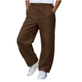 thumbnail image 2 of Bloomae Girls Wide Leg Barrel Pants Lightweight Fall Casual Elastic High Waisted Harem Pants Trendy Pull On Baggy Back to School Uniform Trousers with Pockets, 2 of 10