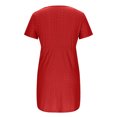 thumbnail image 5 of Clearance Horkkom Summer Dresses for Women 2025 Solid Color V Neck Mini Dresses Casual Short Sleeve Lace Mesh A Line Dresses Red L, 5 of 7