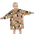 thumbnail image 3 of Boston Terrier and Flower Blanket Hoodies for Kids 6-13YR Oversize Wearable Blanket Hoodies for Boys Girls Teens, 3 of 7