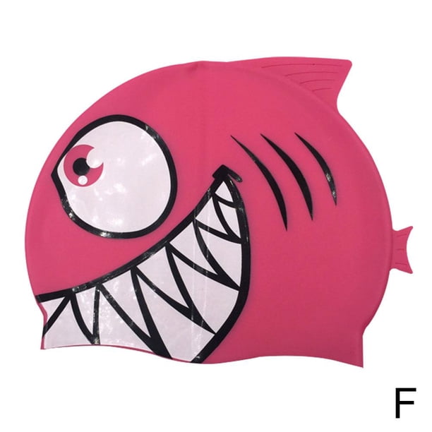 Gorro de natación de silicona con protección auditiva, nuevo estilo, con dibujos animados, con forma de pez, para niños.