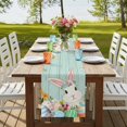 thumbnail image 4 of Table Runners 108 Inches Long Dress Scarves, Easter Bunny Farmhouse Coffee/Dining/Kitchen Table Runner for Living Room, Spring Watercolor Eggs Flower Wood Grain Teal 13x108 Inch, 4 of 9