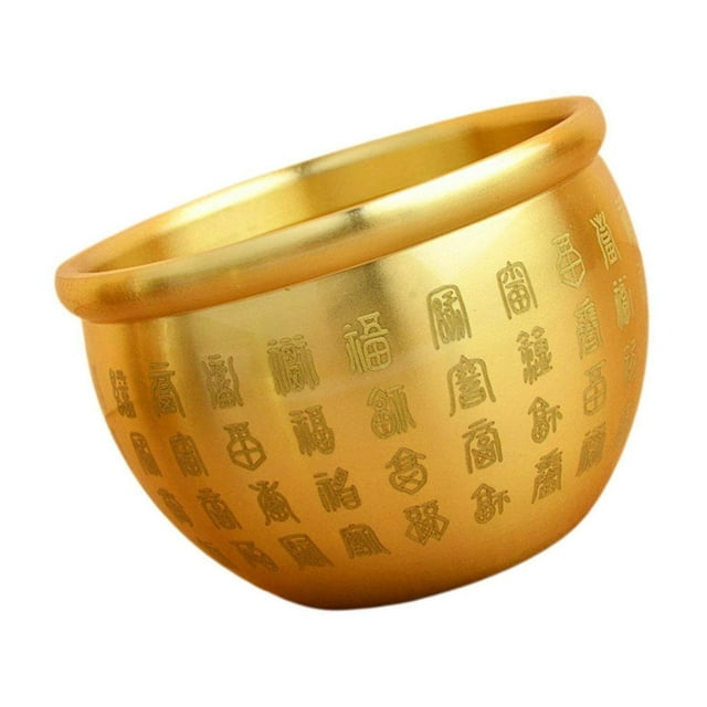 Creative Brass Feng Shui Bowl Brass Feng Wealth Rice Cylinder for Bedroom Study Home 7.3cmx4.8cm