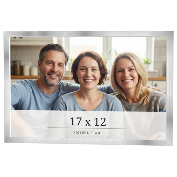 17x12 Frame Silver Real Wood Picture Frame Width 0.75 inches | Interior Frame Depth 0.5 inches |