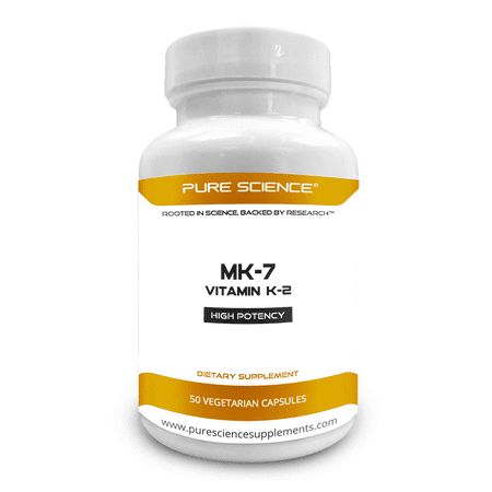 Pure Science Vitamin K2 (MK-7) 120mcg - Vitamin K2 Supplements Boost Bone Mineral Density, Strengthen Bones & Reduce Vulnerability to Fractures - 50 Vegetarian