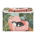 thumbnail image 7 of Yayeee Collapsible Cube Storage Bin with Lid Fabric Closet Decorative Basket with Handles, Pink Sleeping Cat, 7 of 7