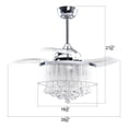 thumbnail image 5 of 36-in Modern Chrome 3-Blades Crystal Retractable Chandelier Ceiling Fan with Remote and Light Kit - 36 Inches, 5 of 5