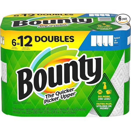 Bounty Select-A-Size Paper Towels, 6 Double Rolls, White, 90 Sheets Per Roll