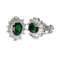 thumbnail image 2 of Yoursfs Emerald Clip on Earrings for Women Platinum Plated Vintage Green Austria Crystal Oval CZ Halo Earrings Non Pierced Ears Trendy Jewelry Gifts, 2 of 5
