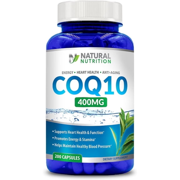 Natural Vitamin CoQ10 Extra Strength 400mg 200 Capsules Quick Absorption (Gluten Free & Non-GMO)