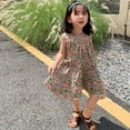 thumbnail image 2 of Baozhu Jlong Summer Sleeveless Seaside Beach Dresses Children Flower Holiday Party Dress Kids Girls Floral Print Dress 3-8 Years, 2 of 5