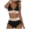 thumbnail image 3 of Huesdet Women's Triangle Bikini Floral String Bikini Set Two Piece Swimsuit Bathing Suits(B-Black,M), 3 of 9