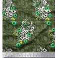 thumbnail image 1 of Soimoi Tissu Popeline de Coton à Carreaux, Feuilles & Cosmos Imprimé Floral 1 Yard 56 Pouces de Large, 1 of 3