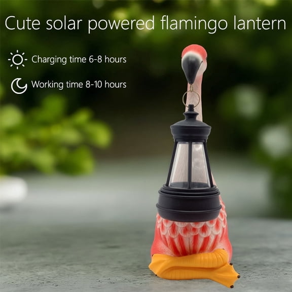 Charming Flamingo Solar Lantern Garden Statue - Cute Resin Outdoor Decor Ornament for Patio, Yard & Lawn - Waterproof LED Light Decoration