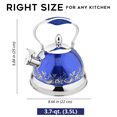 thumbnail image 2 of HausRoland Stainless Steel Whistling Kettle 3.7 Qt (3.5 L) Stovetop Kettle with Ergonomic Handle Tea Kettle for Stove Top, Blue, 2 of 4