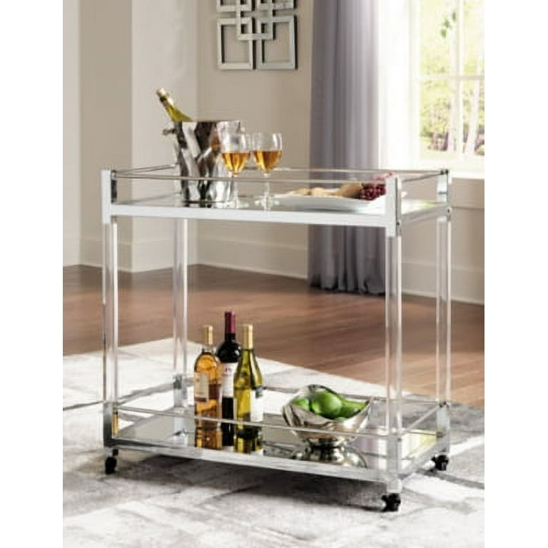 Chaseton Bar Cart - Clear/Silver Finish Chaseton Bar Cart - Clear/Silver Finish