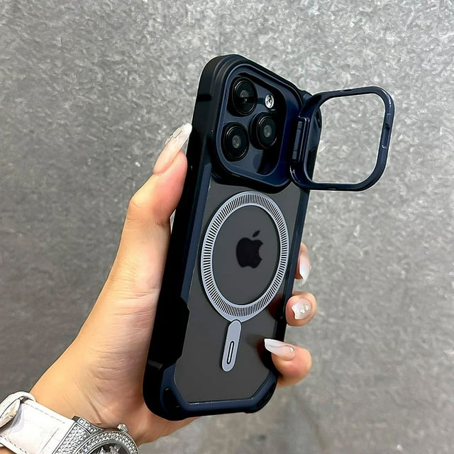 Shockproof Armor Transparent Case For iPhone 16 15 14 13 Pro Max Plus 16Pro 15Pro 14Pro For Magsafe Magnetic Adsorption Cover on Black Blue For iPhone 14 Pro