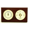 Bey-Berk International Brass Tide Clock & Barometer with Thermometer - Mahogany