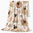 thumbnail image 2 of Whimsical Fawn Pug Collage Off-White Quilted Background, Playful Pet Portrait Pattern, Warm Flannel Blanket for Living Room and Bedroom, Dog Lovers Just Because Gift, Pet Lover Home Decor, 2 of 9