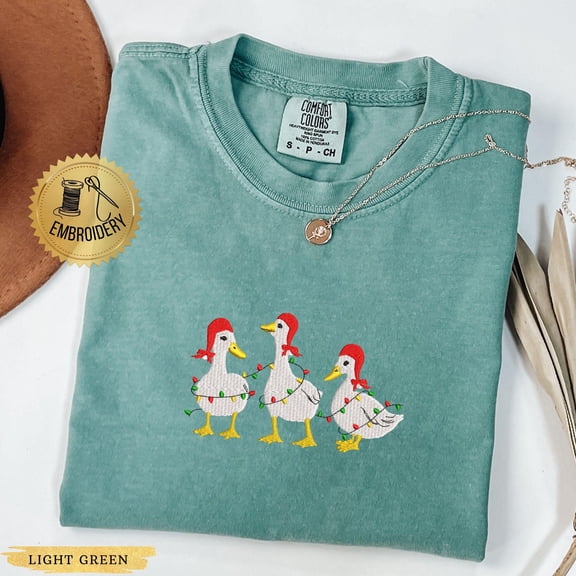 Comfort Colors® Embroidered Christmas Goose Shirt, Duck Christmas Shirt, Funny Christmas Sweatshirt, Cute Holiday Sweatshirt, Xmas Gifts