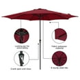 thumbnail image 6 of 11' Patio Umbrella, Outdoor Table Market Large Umbrella with 8 Steel Ribs and Crank, Dark Red, 6 of 8