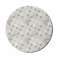 thumbnail image 1 of East Mouse Pad for Computers, Oriental Checkered Pattern Grid Style Patchwork Design Mosaic Ornamental Design, Round Non-Slip Thick Rubber Modern Mousepad, 8" Round, Grey Tan Taupe, by Ambesonne, 1 of 2