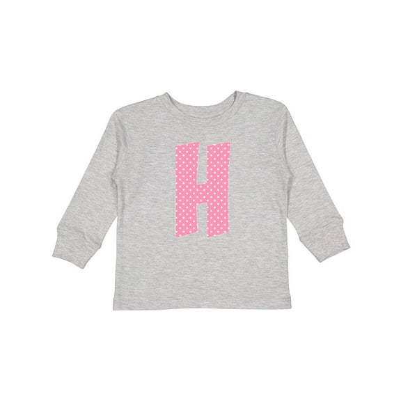 Inktastic Pink and White Polka Dots Letter H Boys or Girls Long Sleeve Toddler T-Shirt