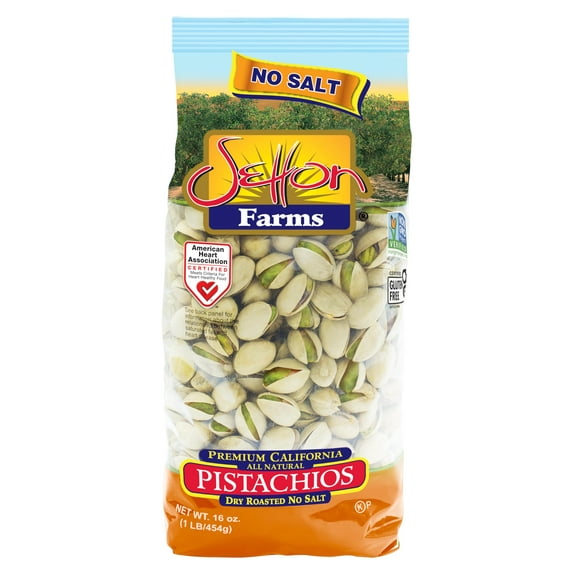 Setton Farms Dry Roasted DEF29 and Unsalted Pistachios, Premium California In Shell Pistachios No Salt, 1 pound Bag (16 Ounce), Certified Non-GMO, Gluten Free, Vegan and Kosher