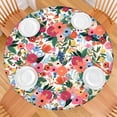 thumbnail image 2 of Pioneer Flower Floral Print Pattern Round Fitted Tablecloth with Elastic Edge,Dining Table Cover Waterproof,Outdoor Round Tablecloth for Camping,Dining,Indoor and Outdoor, 2 of 7